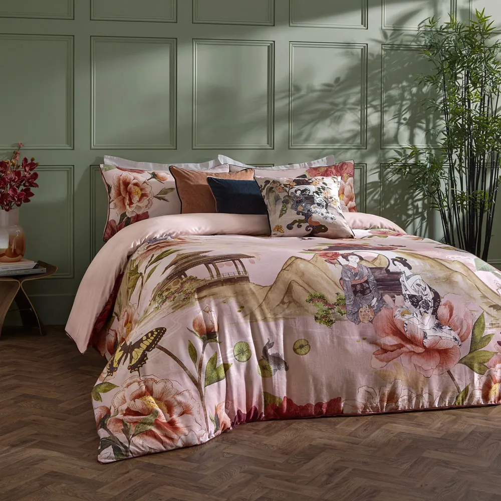 Geisha King Size Cotton Duvet Set - Pink