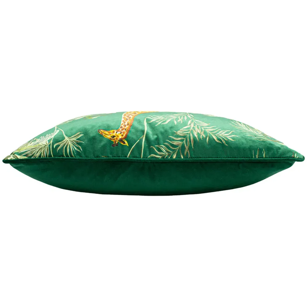 Giraffe Palm Velvet Cushion - Green