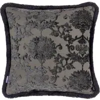 Hanover Jacquard Cushion with Fringe Trim - Black