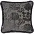 Hanover Jacquard Cushion with Fringe Trim - Black
