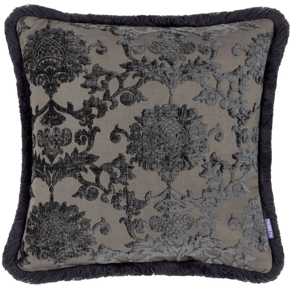 Hanover Jacquard Cushion with Fringe Trim - Black image