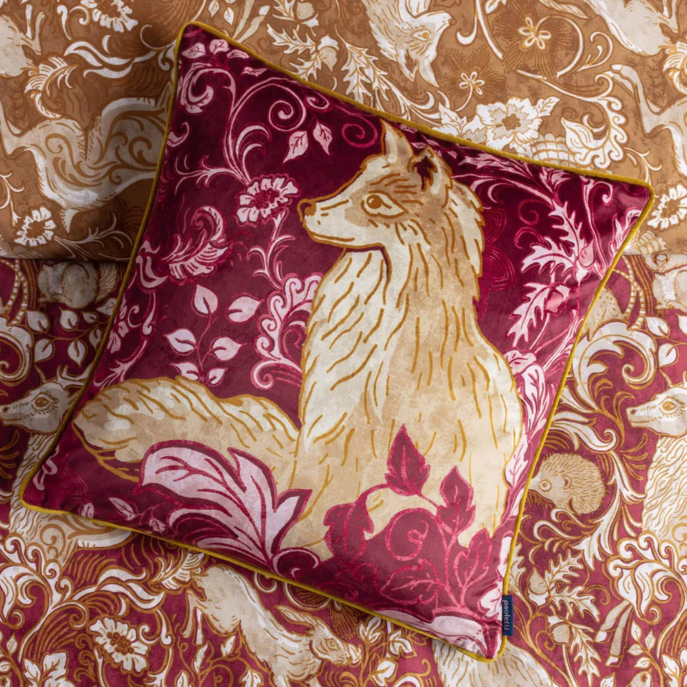 Harewood Fox Velvet Piped Cushion - Multi