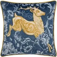 Harewood Stag Velvet Piped Cushion - Multi