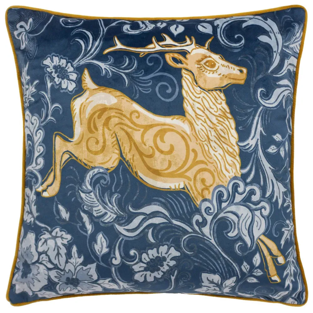 Harewood Stag Velvet Piped Cushion - Multi image