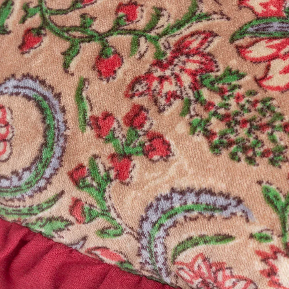 Haven Blushing Rose Floral Cotton Velvet Cushion - Pink