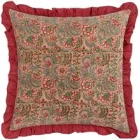 Haven Blushing Rose Floral Cotton Velvet Cushion - Pink