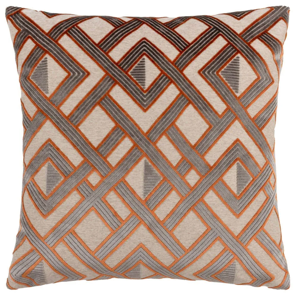 Henley Cushion - Ginger and Grey, Velvet Jacquard image