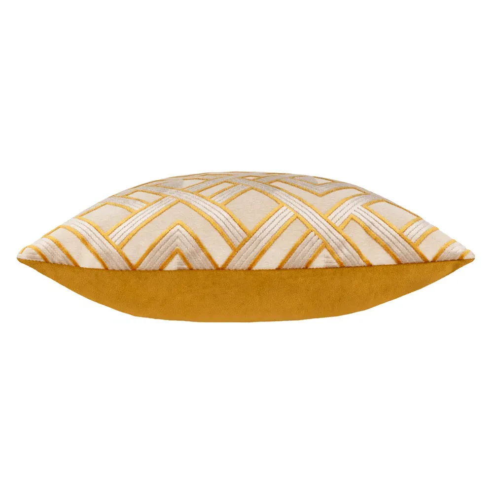 Henley Jacquard Cushion - Gold, Velvet