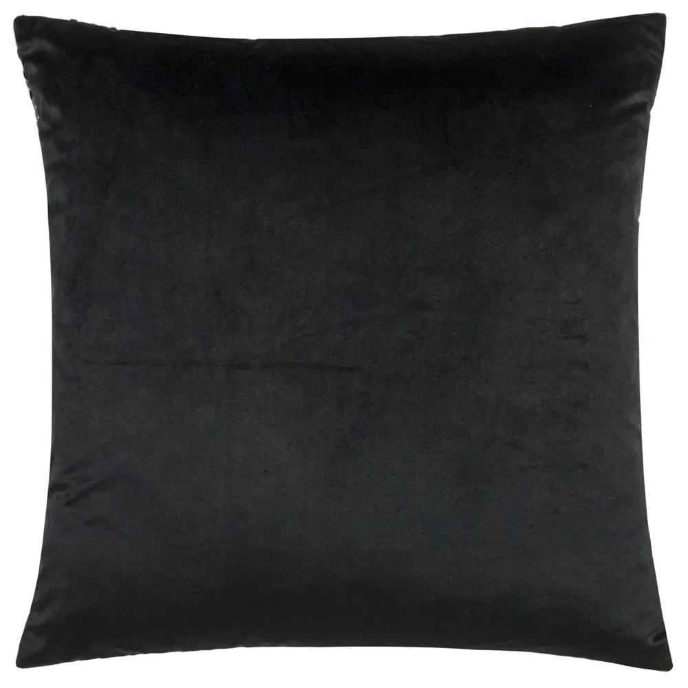 Henley Jacquard Cushion - Grey Black, Velvet