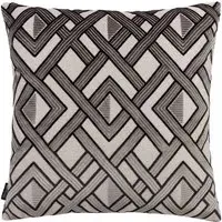 Henley Jacquard Cushion - Grey Black, Velvet