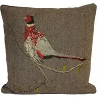 Hunter Herringbone Pheasant Cushion - Brown, Wool Mix