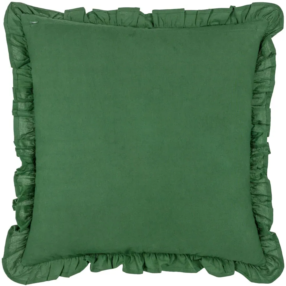 Kirkton Floral Pleated Cushion - Green, Cotton