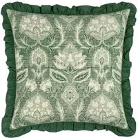 Kirkton Floral Pleated Cushion - Green, Cotton
