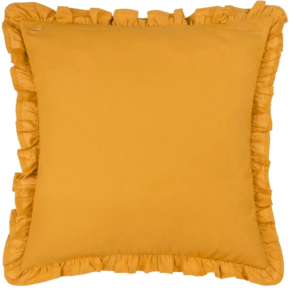 Kirkton Floral Pleated Cushion - Yellow, Cotton