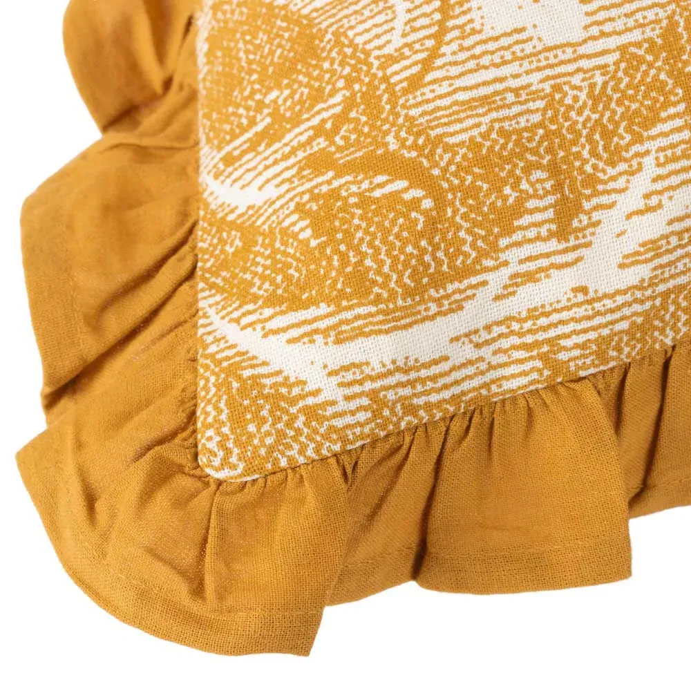 Kirkton Floral Pleated Cushion - Yellow, Cotton