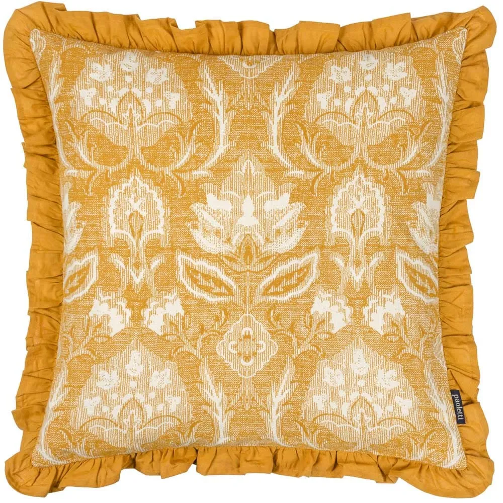 Kirkton Floral Pleated Cushion - Yellow, Cotton image