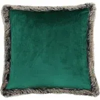 Kiruna Faux Fur Trim Cushion - Emerald, Polyester