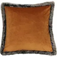 Kiruna Faux Fur Trim Cushion - Rust, Polyester
