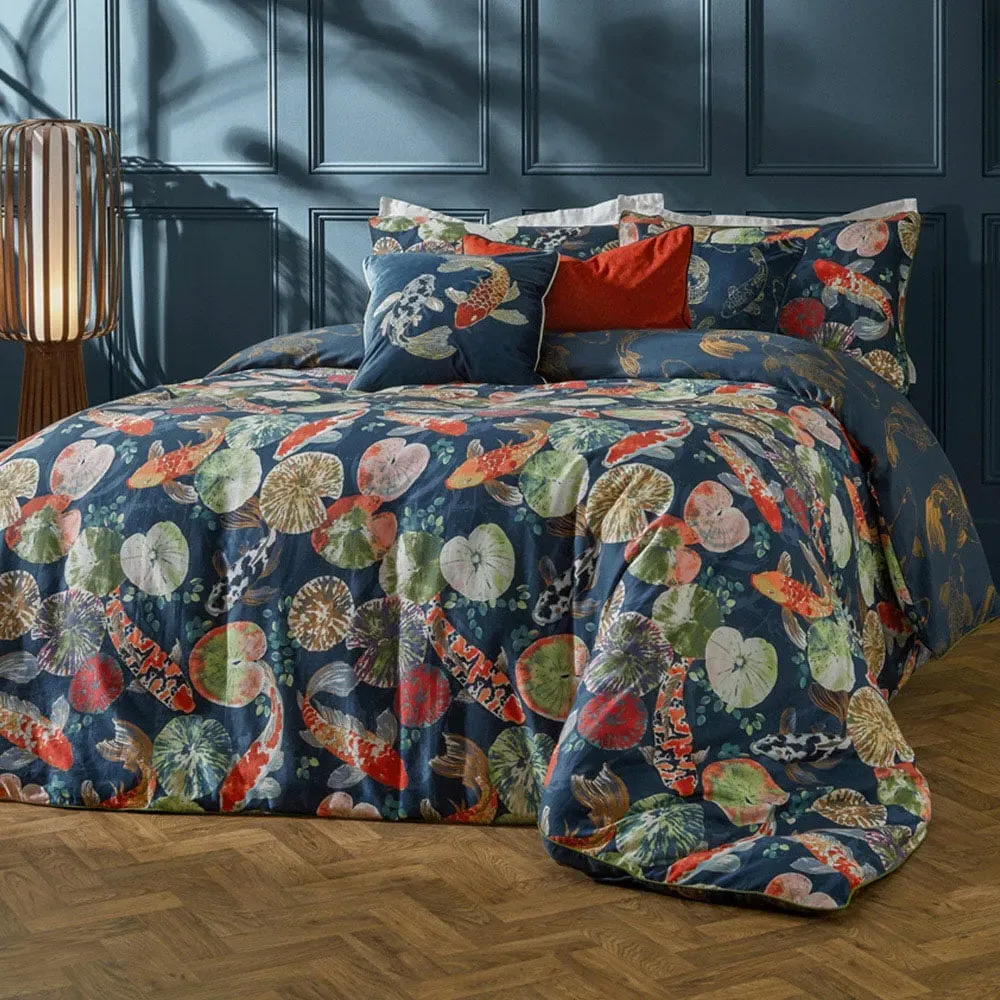 Koi Double Duvet Cover Set - Blue image