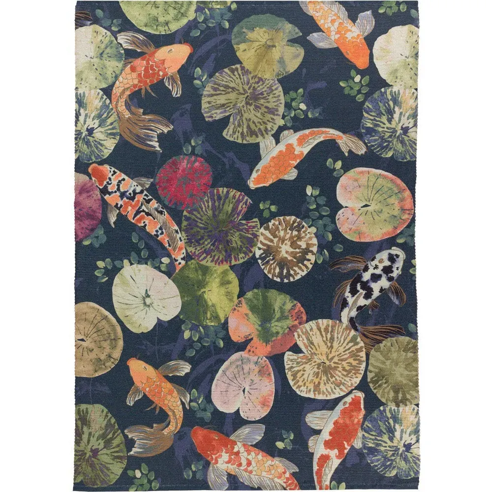 Koi Outdoor Rug 120 x 170cm - Blue, Polyester image