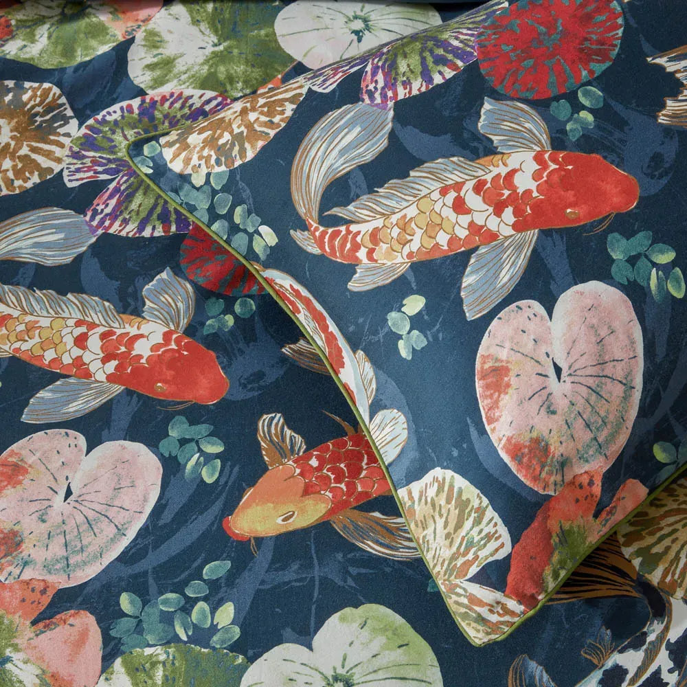 Koi Super King Size Duvet Cover Set - Blue