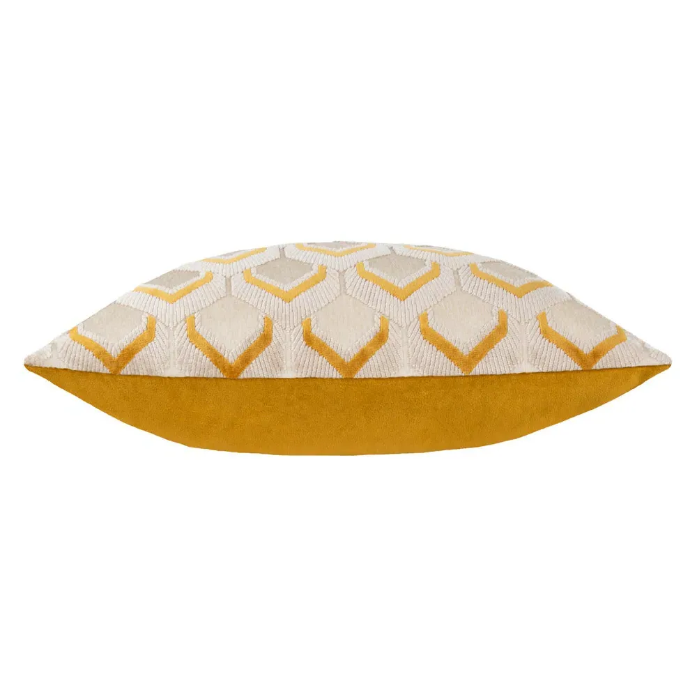 Ledbury Jacquard Cushion - Gold, Velvet