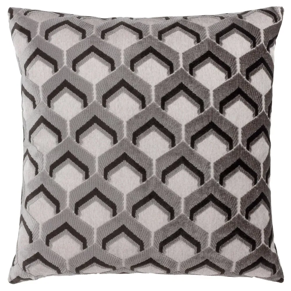 Ledbury Jacquard Cushion - Grey, Velvet