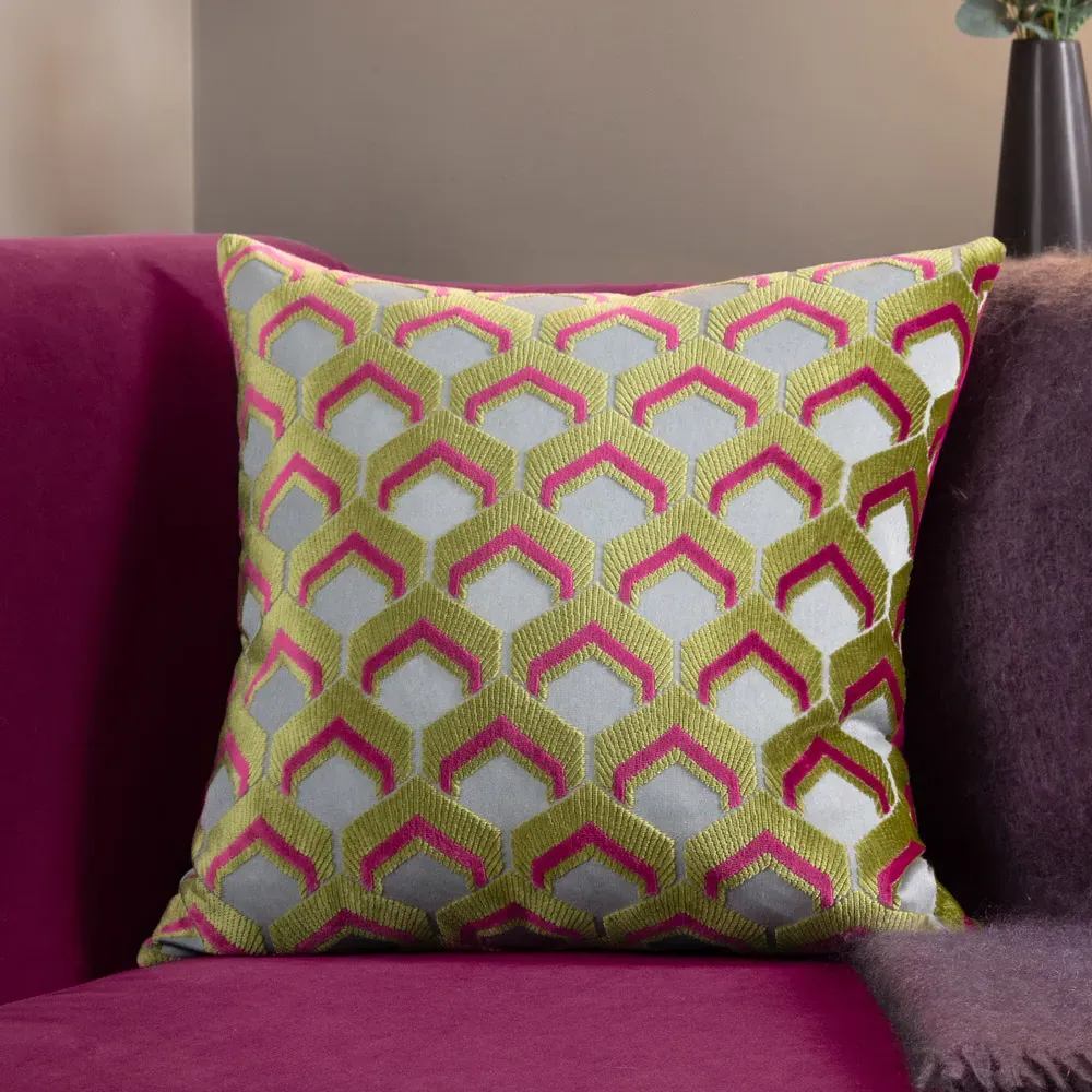 Ledbury Jacquard Cushion - Multicolour, Velvet