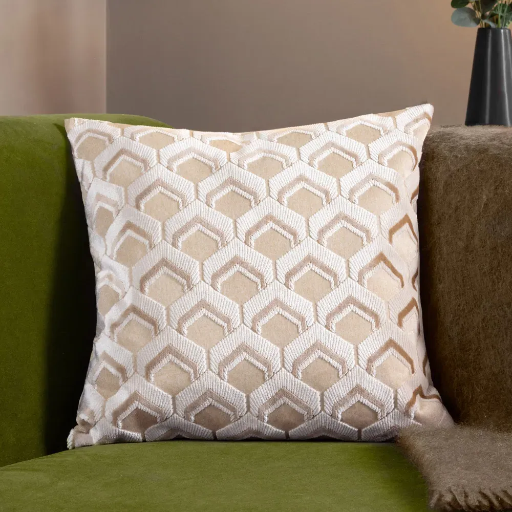 Ledbury Jacquard Cushion - Taupe, Velvet