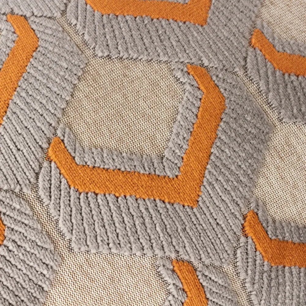 Ledbury Velvet Jacquard Cushion - Ginger and Grey