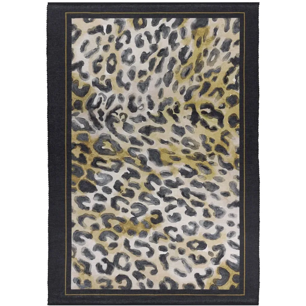 Leopardis Square Indoor Outdoor Rug - Black, Leopard Print image