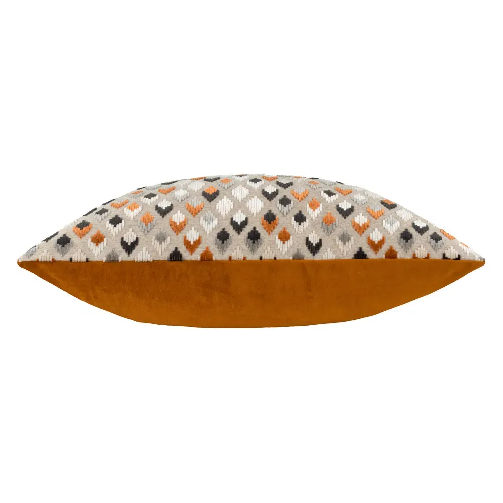 Lexington Cushion - Ginger and Grey, Velvet Jacquard