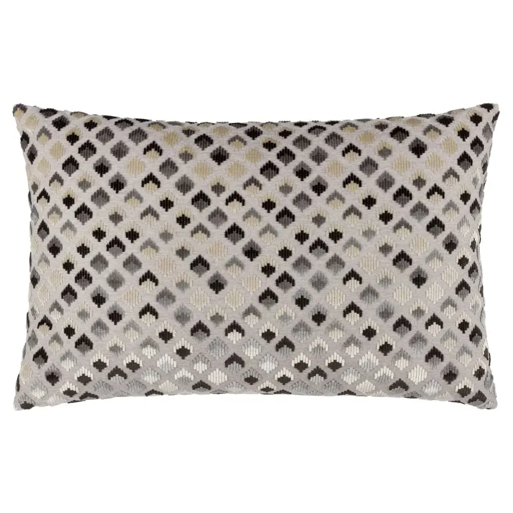 Lexington Jacquard Cushion - Grey, Velvet