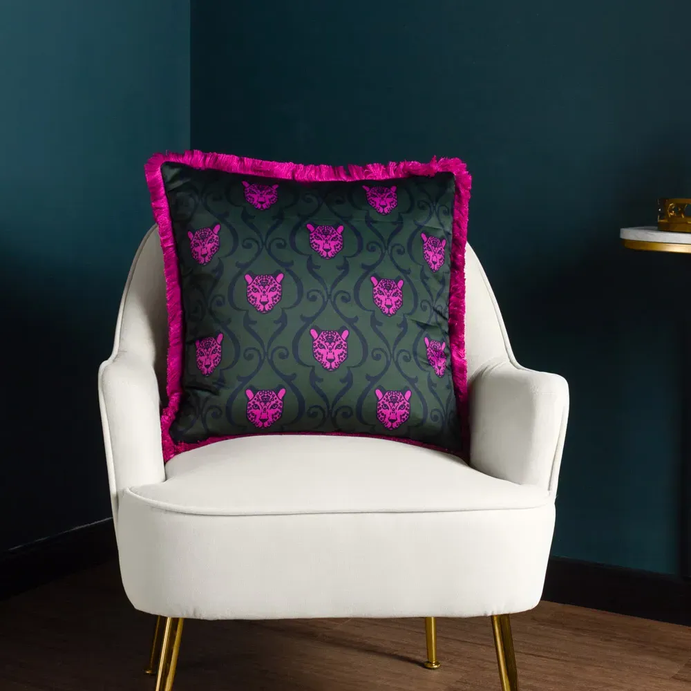 Lupita Fringed Cushion - Multi, Satin