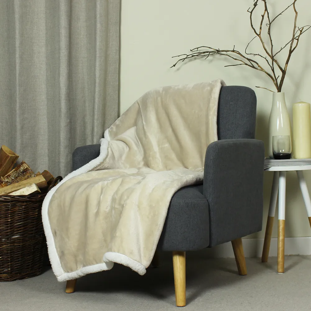 Luxe Sherpa Fleece Throw - Brown, Polyester