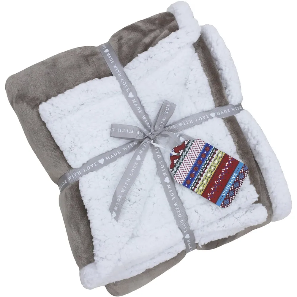 Luxe Sherpa Fleece Throw - Brown, Polyester image