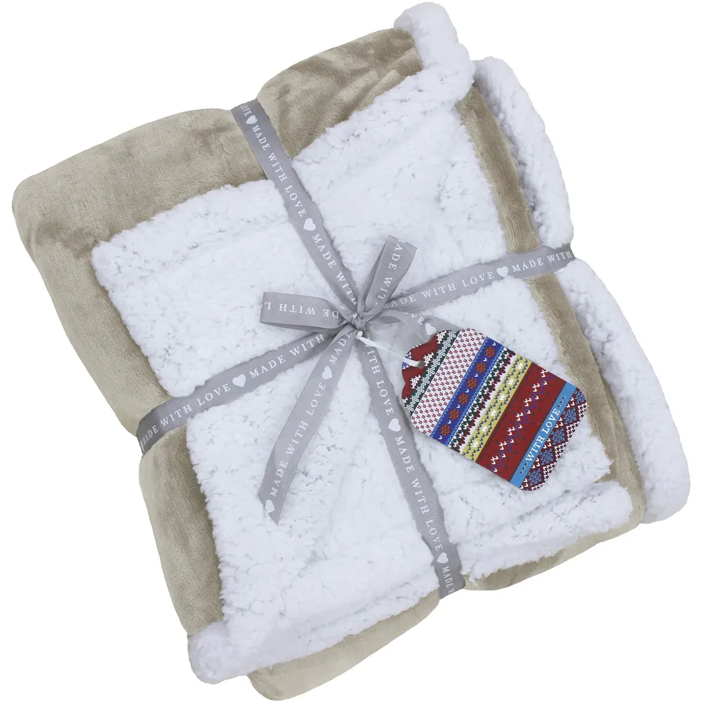 Luxe Sherpa Fleece Throw - Brown, Polyester