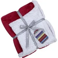 Luxe Sherpa Fleece Throw - Red, Polyester