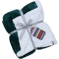 Luxe Sherpa Fleece Throw - Teal, Polyester