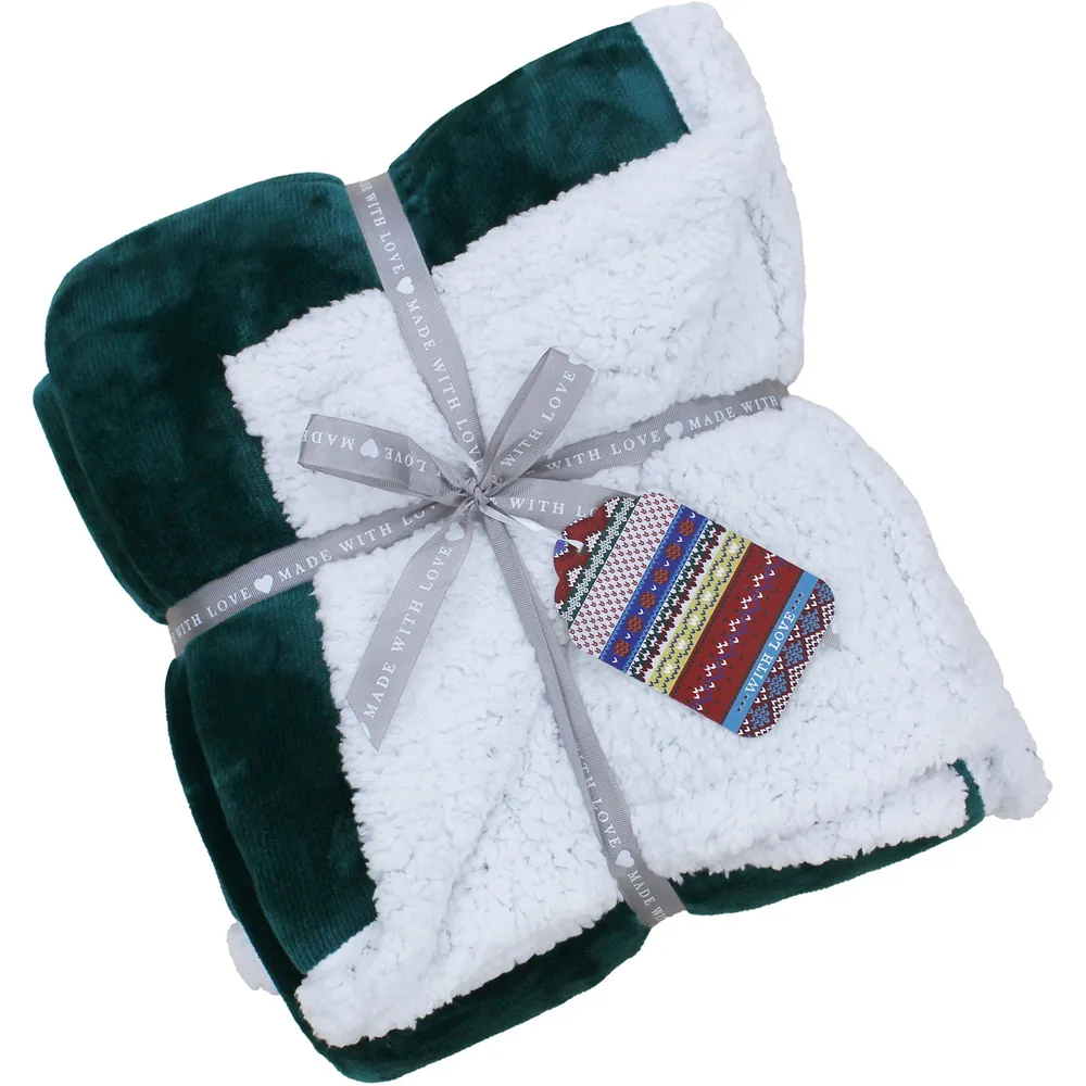 Luxe Sherpa Fleece Throw - Teal, Polyester