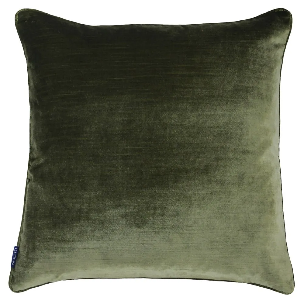 Luxe Velvet Piped Cushion - Olive Green