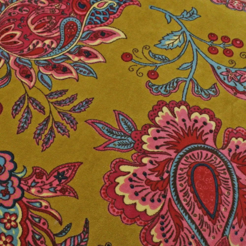 Malisa Round Cushion with Pom Poms - Lemon Curry, Cotton