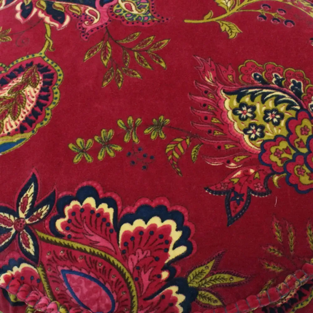 Malisa Round Cushion with Pom Poms - Pomegranate, Cotton