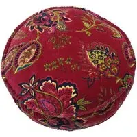 Malisa Round Cushion with Pom Poms - Pomegranate, Cotton