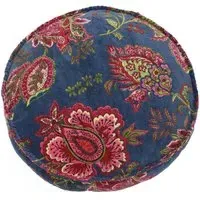 Malisa Round Cushion with Pom Poms - Smoke Blue, Cotton
