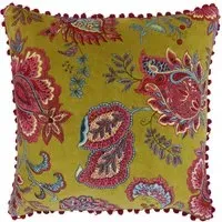 Malisa Square Paisley Cushion - Lemon Curry, Cotton