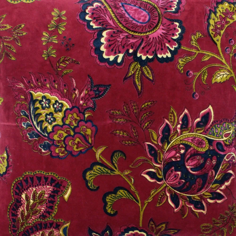 Malisa Square Paisley Cushion - Pomegranate, Cotton