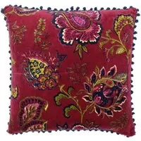 Malisa Square Paisley Cushion - Pomegranate, Cotton