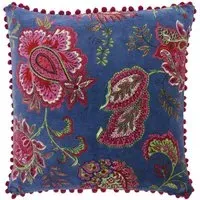 Malisa Square Paisley Cushion - Smoke Blue, Cotton