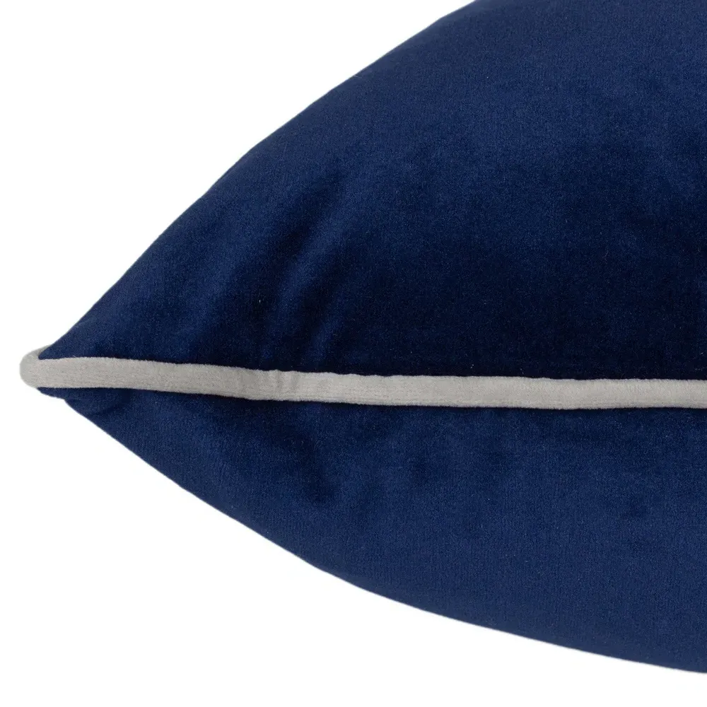 Meridian Navy Silver Velvet Cushion